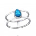 Teardrop "Pacific Blue" Opal - 925 Sterling Silver Rings With Opal Stones A4S34975