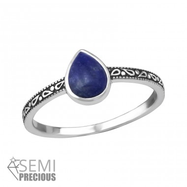Slza "Sodalite" - Šperkové Striebro 925 Prstene S Polodrahokamami A4S35382