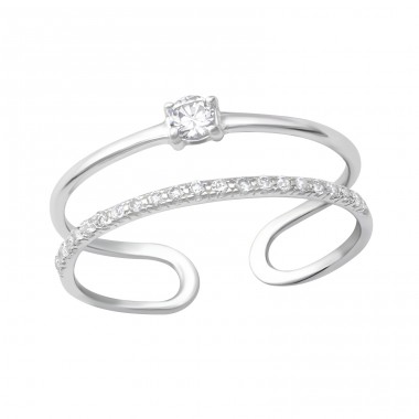 Open Double - 925 Sterling Silber Ringe mit Zirkonia A4S35768