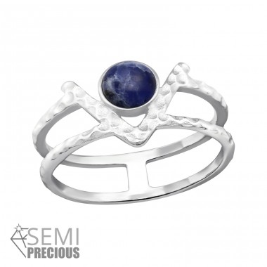 Double Line - 925 Sterling Silver Rings with stones A4S36423