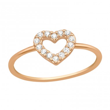 Rosegold Szív cirkóniával  - 925 Ezüst  Köves Gyűrűket A4S40745