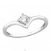 V Shaped - 925 Sterling Silver Rings with Zirconia stones A4S41429