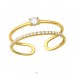 Golden Open Double Line adjustable - 925 Sterling Silver Rings With Zirconia Stones A4S41723