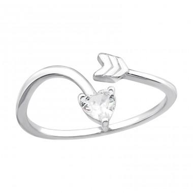 Herzpfeil mit Zirkon - 925 Sterling Silber Ringe mit Steinen A4S43855
