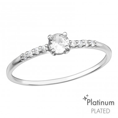 Rund mit Zirkonen Platin - Schmuck Silber 925 Ringe mit Steinen A4S44124