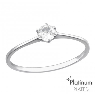 Rund mit Zirkon Platin - Schmuck Silber 925 Ringe mit Steinen A4S44125