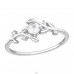 Leaf with big zirconia in the middle - 925 Sterling Silver Rings With Stones A4S44598