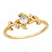 Golden Leaf with delicate zirconias - 925 Sterling Silver Rings With Stones A4S44599