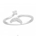 Open ring Whale's Tail with zirconia - 925 Sterling Silver Rings With Stones A4S44613