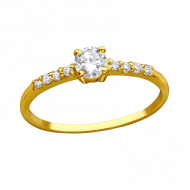 Gold plated zirconia ring - 925 Sterling Silver Rings With Stones A4S44747