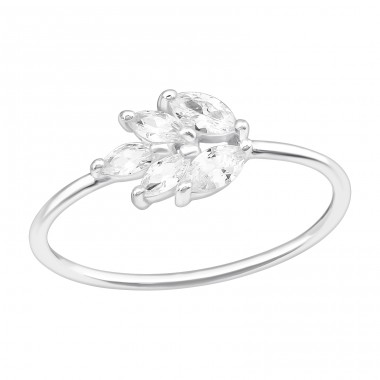 Leaf made with big zirconias - 925 Sterling Silver Rings With Stones A4S44919