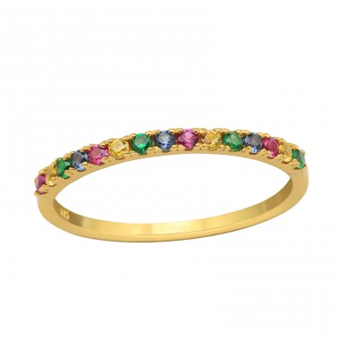 Inel auriu cu Sirag de zirconii multicolore - Argint 925 Inele Cu Pietre A4S45805