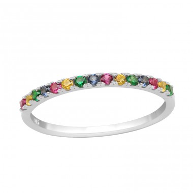 Multicolor Zirconia in line - 925 Sterling Silver Rings With Stones A4S46147