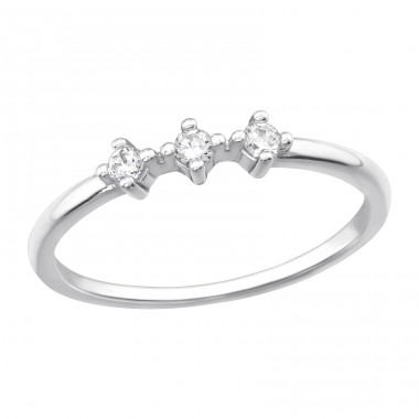 Three Stone Dainty - 925 Sterling Silver Rings With Stones A4S46238
