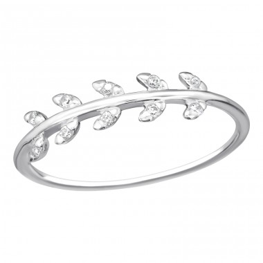 Leaf ring with stones - 925 Sterling Silver Rings With Stones A4S46240