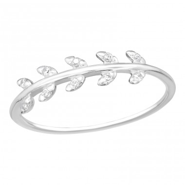 Leaf ring with stones - 925 Sterling Silver Rings With Stones A4S46240