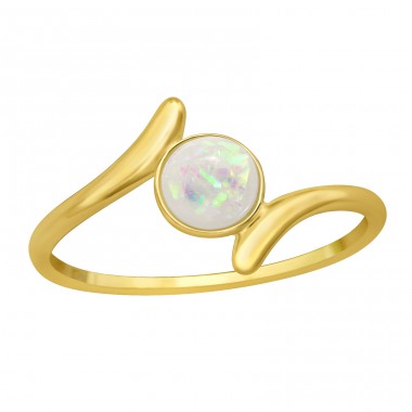 Golden Bypass with Opal - 925 Sterling Silver Rings With Stones A4S46351