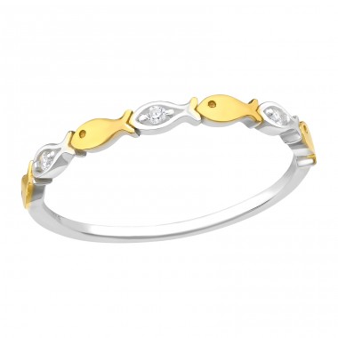 Eternity Fish with Zirconia - 925 Sterling Silver Rings With Stones A4S46465