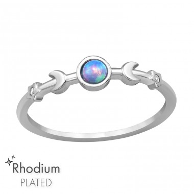 Dreifacher Mond Und Sterne - 925er Silber Ringe mit Steinen A4S47133