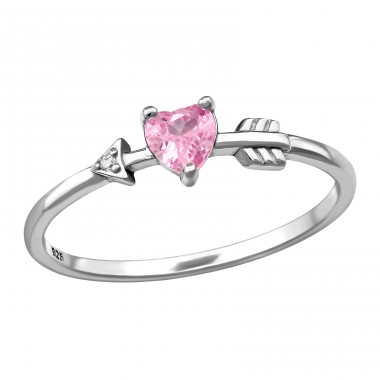 Heart And Arrow with Zircon - 925 Sterling Silver Rings With Stones A4S50180