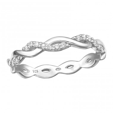 Twisted with Zirconia - 925 Sterling Silver Rings With Stones A4S50390