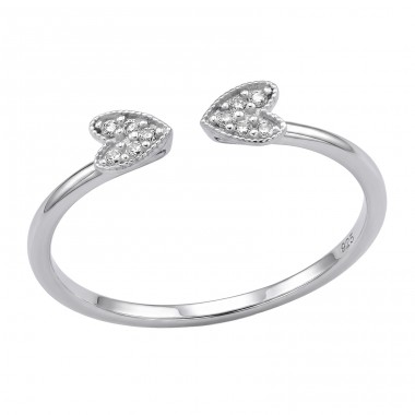 Doua inimi cu Zirconiu - Argint 925 Inele Cu Pietre A4S51002