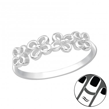 Flowers - 925 Sterling Silver Midi Rings A4S20207