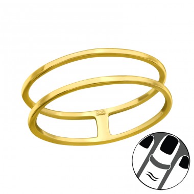 Double line golden - 925 Sterling Silver Midi Rings A4S43379