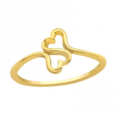 Golden Double Heart hugging - 925 Sterling Silver Basic Rings A4S40738