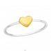 Silver ring with golden Heart - 925 Sterling Silver Basic Rings A4S42199