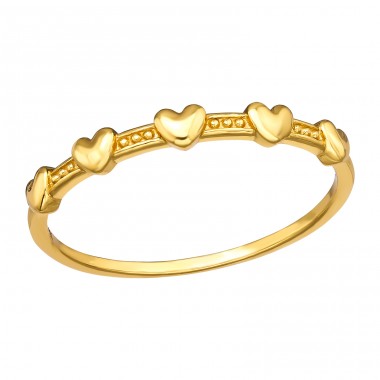 Golden Hearts - 925 Sterling Silver Basic Rings A4S44611