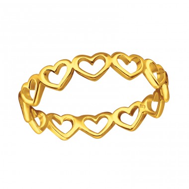 Gold plated Open Hearts - 925 Sterling Silver Basic Rings A4S44750