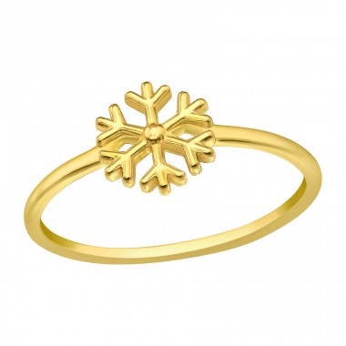 Golden Snowflake - 925 Sterling Silver Basic Rings A4S44848