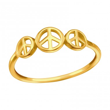 Pozlátený symbol mieru - Šperkové Striebro 925 Prstene Bez Kameňov A4S44850