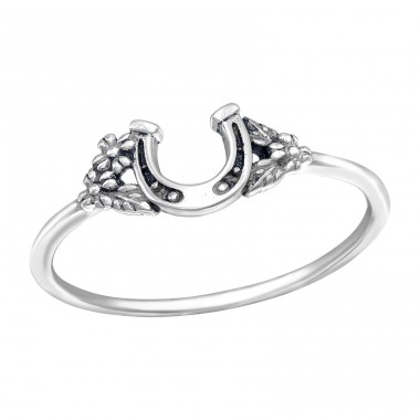 Oxidiertes Hufeisen - Schmuck Silber 925 Ringe ohne Steine A4S44856