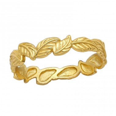 Golden Leaf all around - 925 Sterling Silver Basic Rings A4S45021