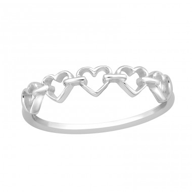 Heart linked together - 925 Sterling Silver Basic Rings A4S45951