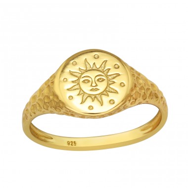 Sigiliu soare placat cu aur - Argint 925 Inele Simple A4S46150