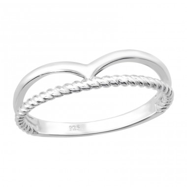 Double Line Ring  - 925 Sterling Silver Basic Rings A4S46236