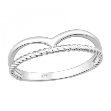 Double Line Ring  - 925 Sterling Silver Basic Rings A4S46236