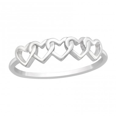 Heart Link basic ring - 925 Sterling Silver Basic Rings A4S46317