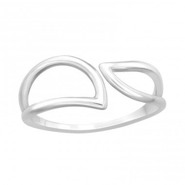 Open ring with Leafs - 925 Sterling Silver Basic Rings A4S46379