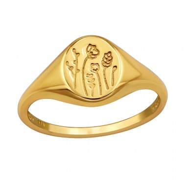 Golden Flower - 925 Sterling Silver Basic Rings A4S49096