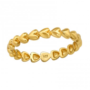 Golden Heart Band - 925 Sterling Silver Basic Rings A4S49547