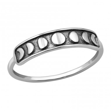 Mond Oxidiert - 925Er Silber Basic Ringe A4S50006