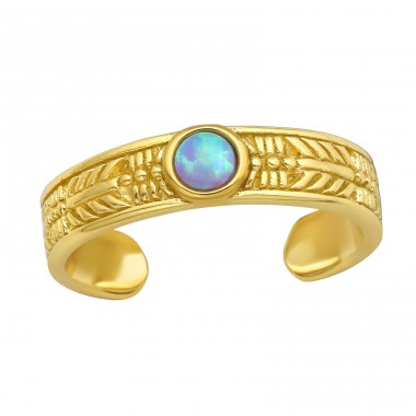 Opal on golden toering - 925 Sterling Silver Toe Rings A4S43367