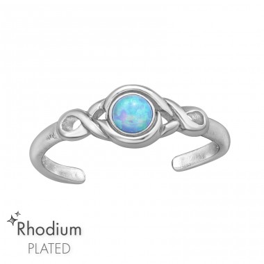 Patterned with Opal  - 925 Sterling Silver Toe Rings A4S47489