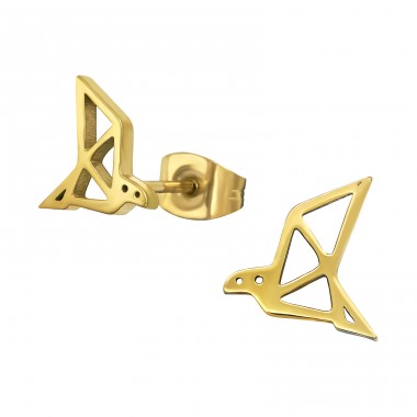 Origami Vták - Chirurgicka nehrdzavejúca ocel Puzetové náušnice z ocele A4S29819