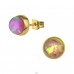 Gold Round 7mm Ear Studs With Synthetic Opal - 316L Surgical Grade Stainless Steel Steel Ear Studs A4S34488