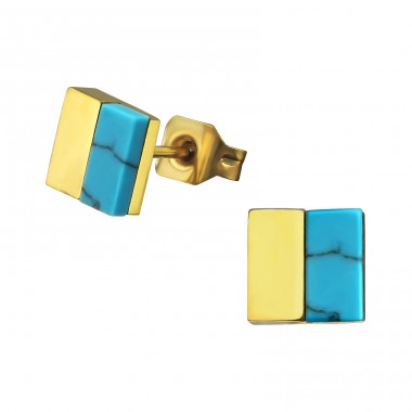 Square - 316L Surgical Grade Stainless Steel Steel Ear Studs A4S34759